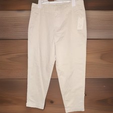 A New Day Pants Cream Chino Cotton Straight-Leg Zip Button Flat Front Casual NWT