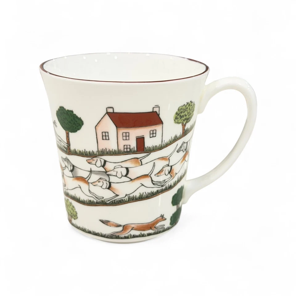 Coalport Hunting Scene Mug Fine Bone China England Horses Dogs Vintage Cup - Image 3 of 4