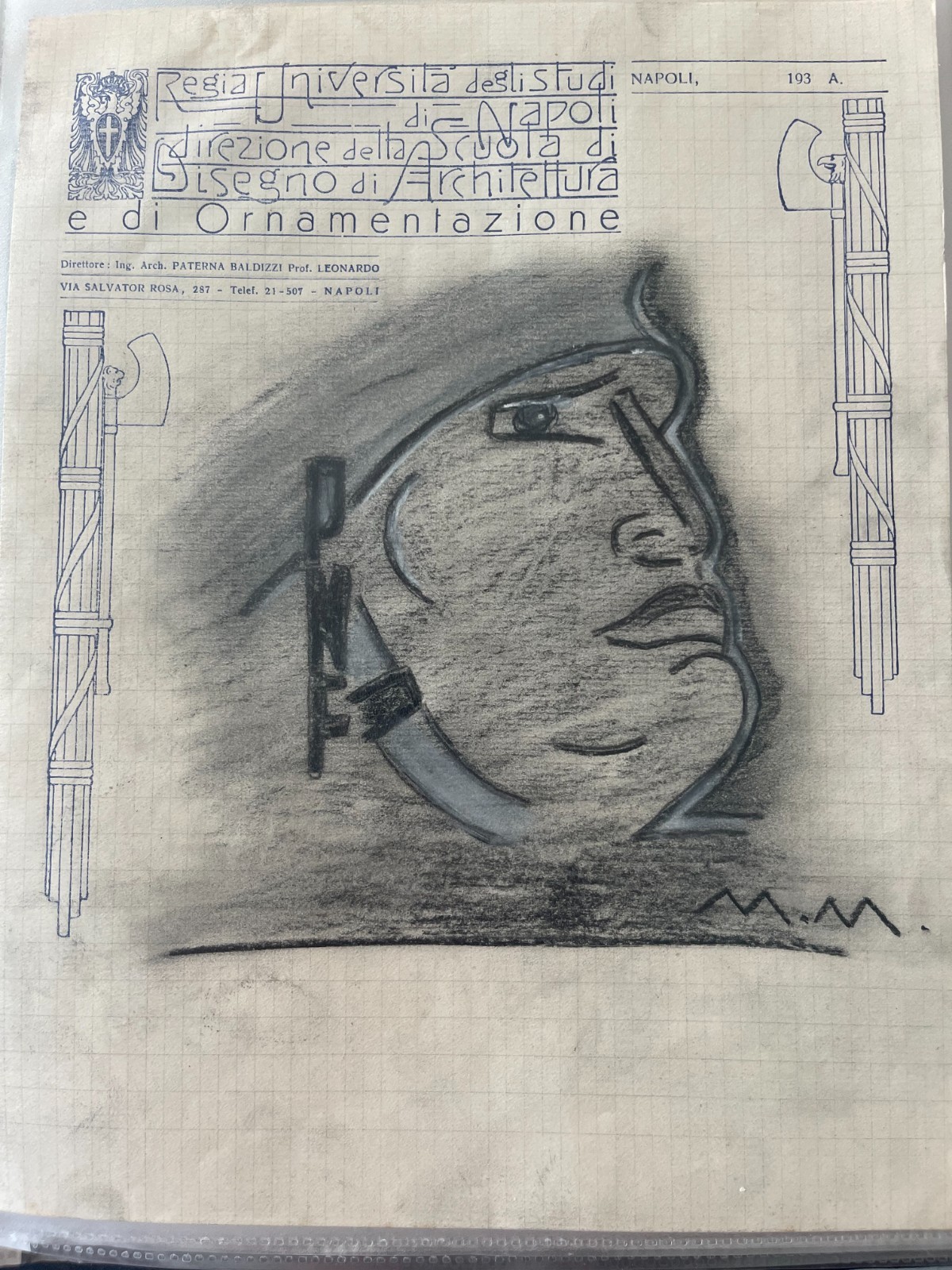 futurismo disegno di mario mirko vucetich - mussolini - pnf