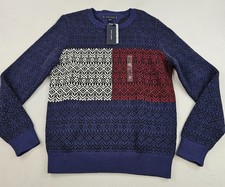 Tommy Hilfiger sweater mens M Medium blue red white XM05005 cotton flag 89.50