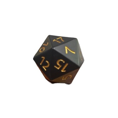 Large Black D20 Dice with Gold Numbers - Perfect for D&D, RPGs, or Display