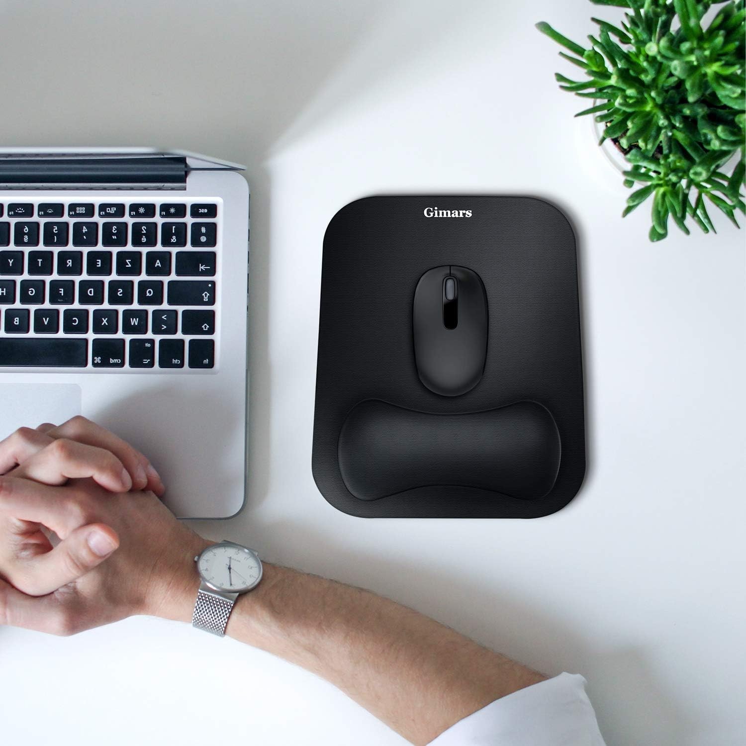 Gimars Mouse Pad with Wrist Rest, Large Smooth Superfine Fibre Medium, black 