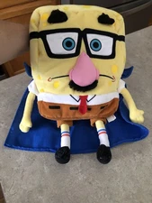 Viacom 2010 Spongebob Squarepants Disguise Mustache Glasses Cape 12" plush VGUC