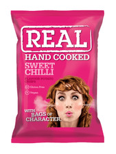 Real Hand Cooked Sweet Chilli Crisps 24 x 35g Full Box Free Delivery