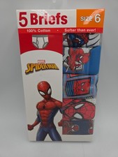 Marvel Spiderman Sz 6 Boys 5 pk Brief Underwear 100 Cotton NEW
