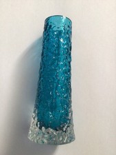 Vintage Whitefriars Kingfisher blue finger vase 9729