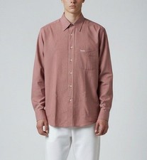 Chaps Mens Dress Shirt M 32/33 15-15.5 Red Button-Down Cotton Blend Long Sleeve