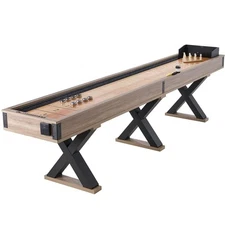 Uimoso 11.5 ft Shuffleboard Table 2 in 1 Shuffleboard and Bowling Combo Game Set