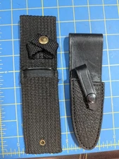 Lot of 2 Schrade Knife Belt Sheath Fixed Blade Black nylon & other Leather WT