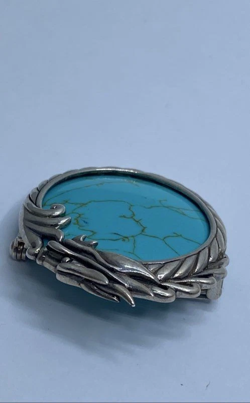Broche dragón turquesa plata de ley 13,9 g Foto 3 de 4