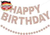 G2Plus AufgefäDelt Glitzer Happy Birthday Girlande Champagner Gold Set | Girland