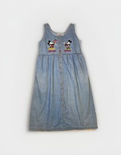 Vintage Disney Denim Jumper Dress Mickey Minnie Mouse Overall Women  s XL