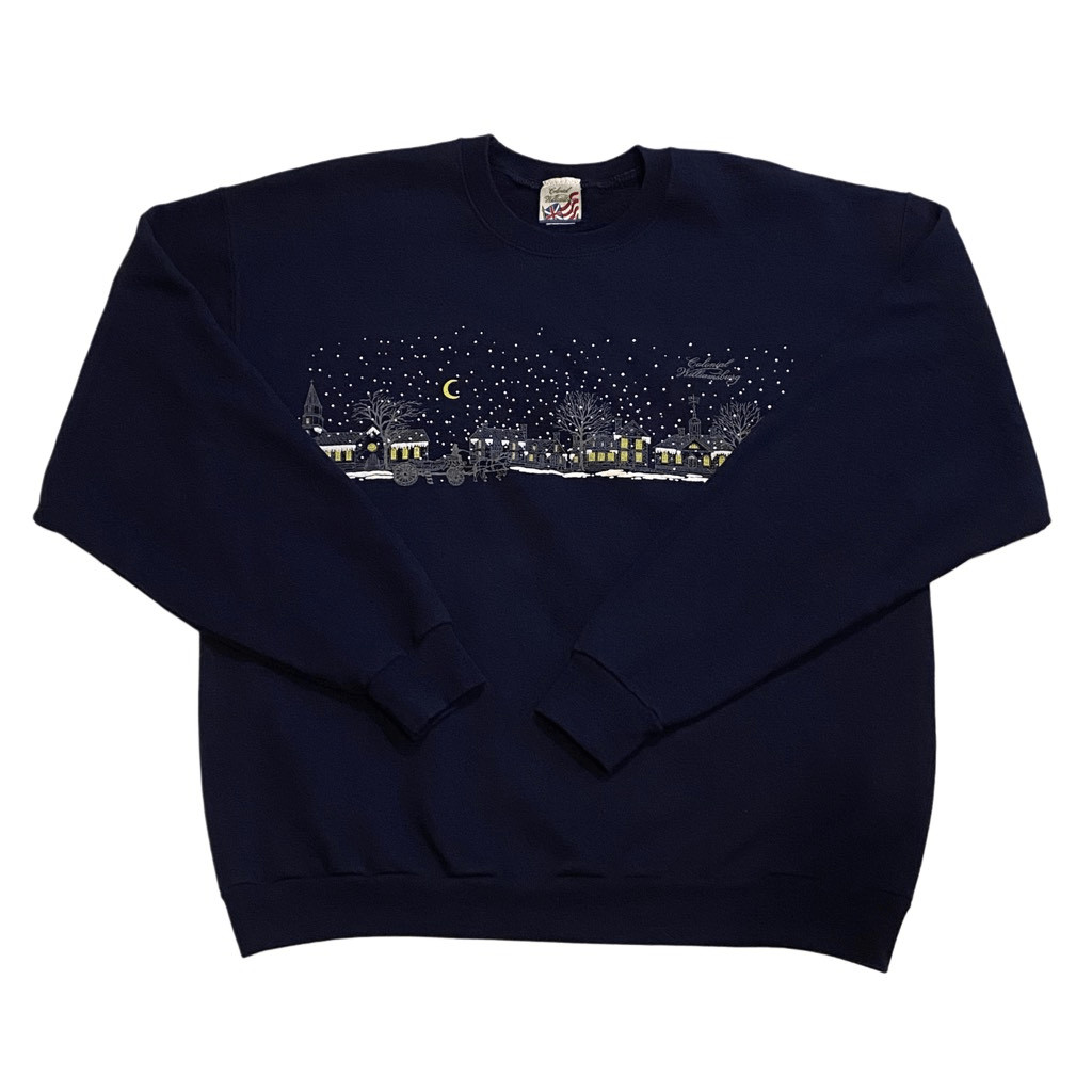 Vintage Colonial Williamsburg Navy Blue Christmas… - image 1