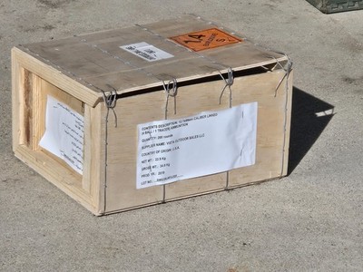 .50 BMG EMPTY wooden crate to hold 2 .50 cal ammo cans, ammo cans NOT INCLUDED
