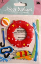 RARE! POOL TOYS! ! 1 PACK BY JOLEE'S BOUTIQUE  -6 COLORFUL PIECES!