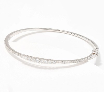Fire Light Sterling Silver Lab Grown Diamond 1 cttw Graduated Bangle, 7-3/4''