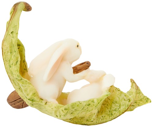 Statuina barca foglia conigli cucina casa giardino fata giardino decorazione - Foto 3 di 5