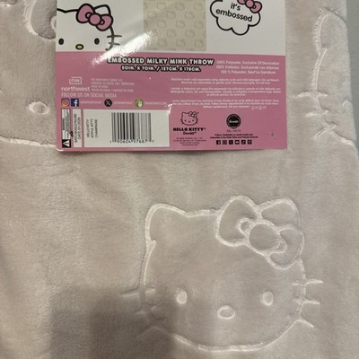 Hello Kitty Embossed Plush Throw Blanket 50x70 Soft Champagne 