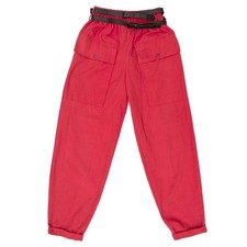 Vintage 80s Shelli Segal TKO Travelers Red Two Belt Pants Retro Rare Pre-Teen S