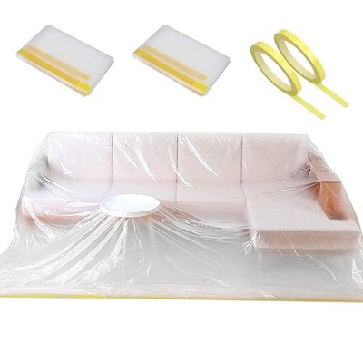 2er Pack Kunststoff Couch Bezug & 2 Batterie Klebeband, Möbel groß, 2er Pack transparent 