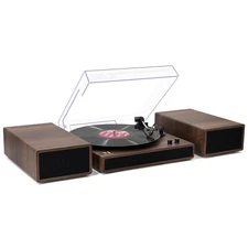 Vintage 3-Speed Turntable Bluetooth Input Record Player Vinyl Record Player w...