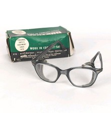 WILLSON Vintage Safety Glasses Mono Spec Plastic Frames 4 3/4 Made in USA