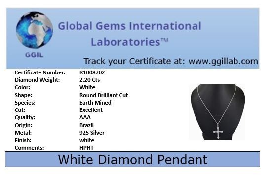 2.20 Ct Certified Diamond Unisex Cross Pendant ! FREE Diamond studs!