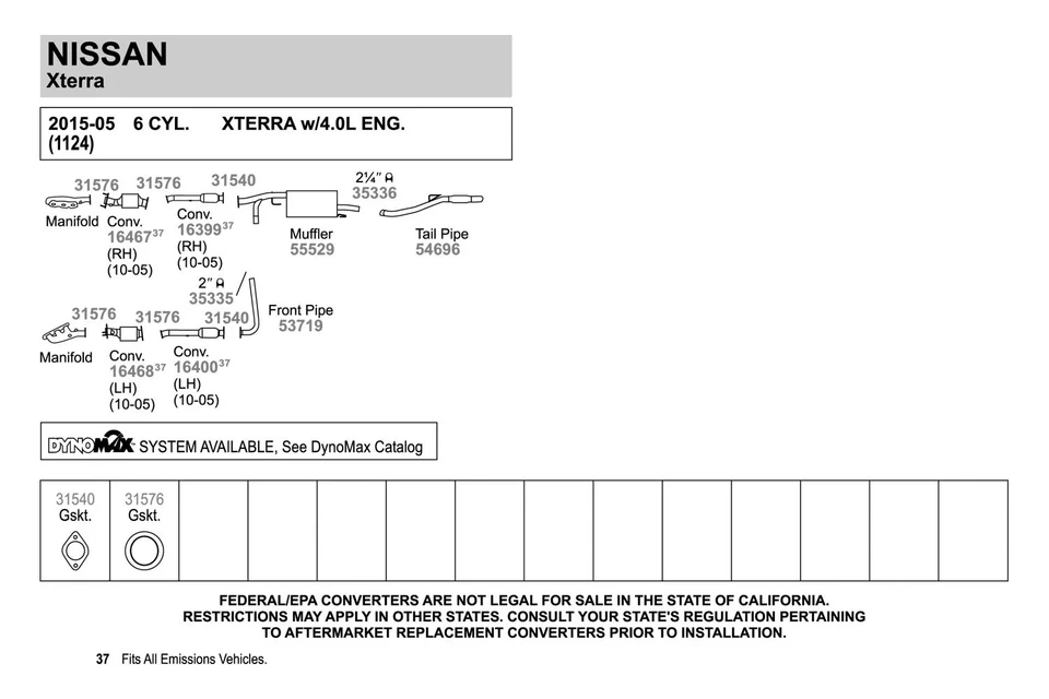 For Nissan Xterra 2005-2015 Walker 54696 Aluminized Steel Exhaust Tailpipe Foto 2 de 2