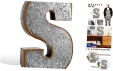 12" Metal S Letter Wall Decor Large Galvanized Letter 3D Signs Shelf Letter S