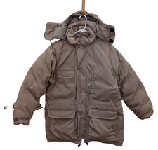 VTG 90s Beige Eddie Bauer Goose Down Ridge Line Parka Coat Hood SZ Large L