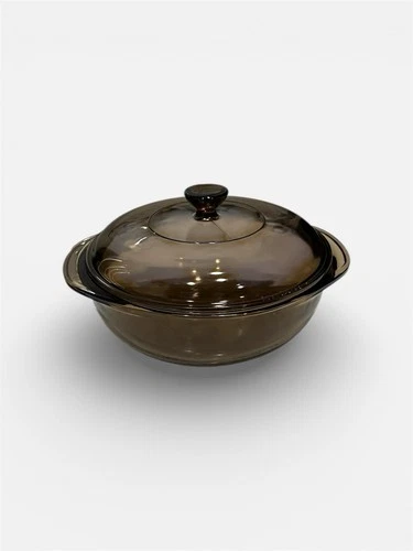 Vintage Pyrex 024 Corning Bowl Amber Brown Casserole Dish Ovenware 2L With Lid