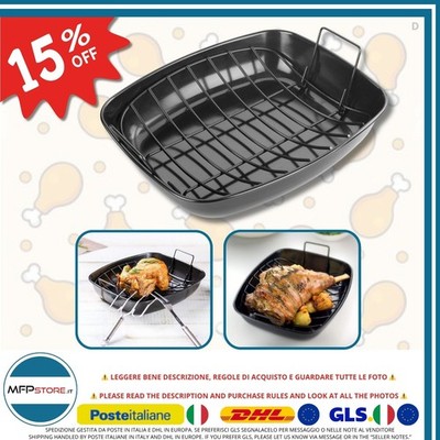 Backblech Backbräter mit Grillrost 37x30 cm aus antihaftbeschichtetem Stahl