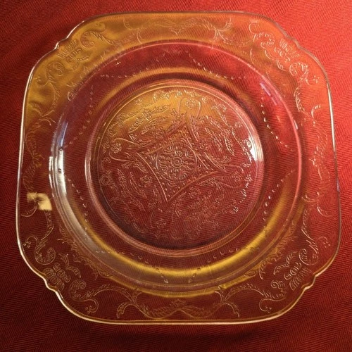 Vtg 1930s FEDERAL GLASS Madrid Clear Depression Glass 7 3/8" Salad Dessert Plate