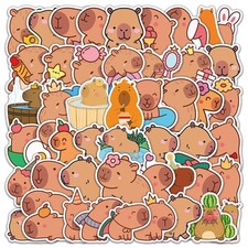 Kawaii Animal Stickers, 50 Pcs Vinyl Waterproof Capybara Decals for 1