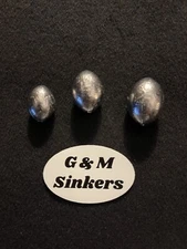 Egg Sinkers Assort 30-1oz, 30-1 1/2oz And 30-2oz Fishing Top Quality Lead USA