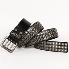 Cintura Borchiata Punk In Pelle Con Rivetti Piramidali - Stile Gotico E Rock Per Donna E Uomo - Nero (M) - 4