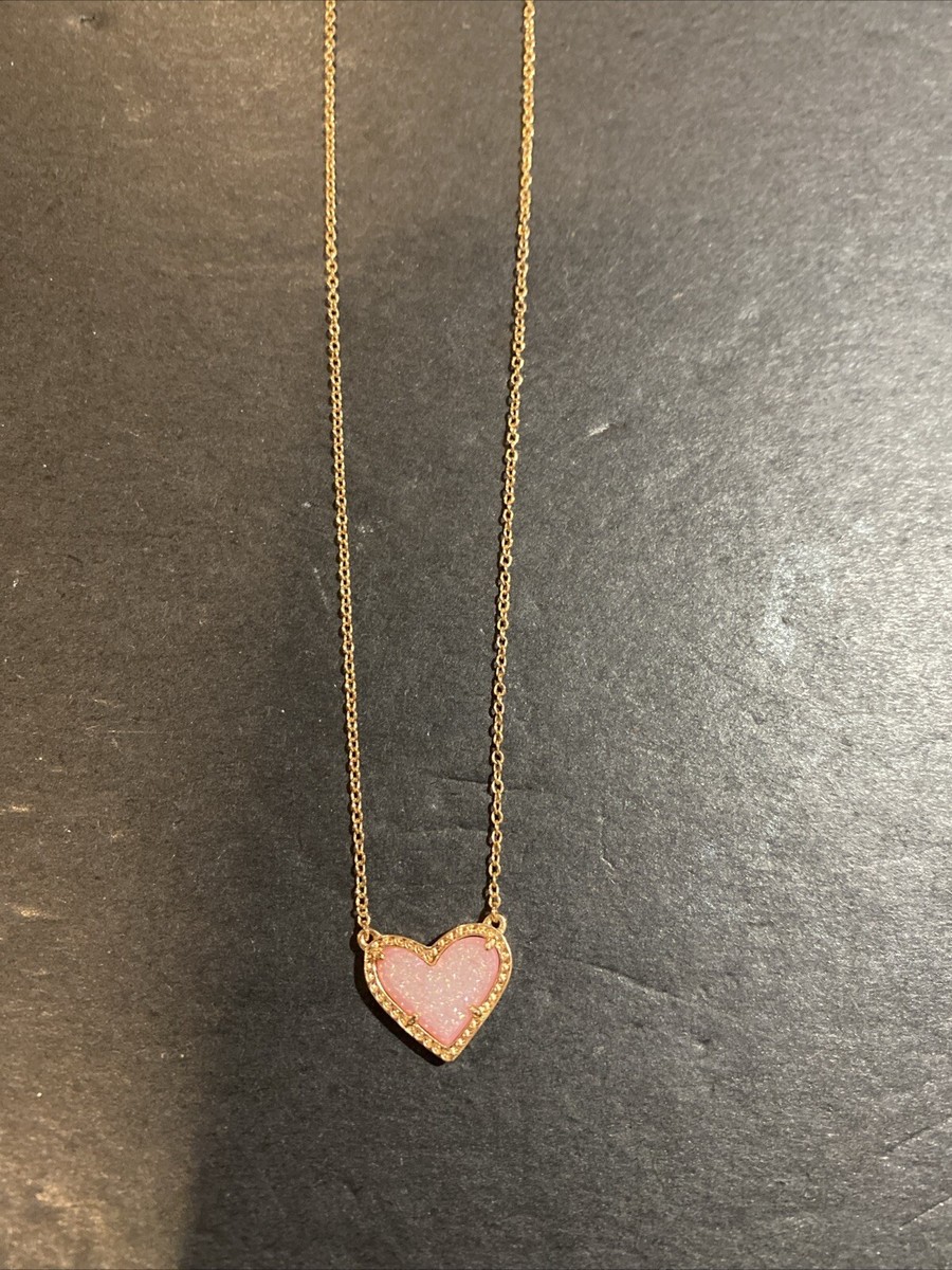 Kendra Scott: Ari Heart Rose Gold Pendant Necklace - Pink Drusy | eBay