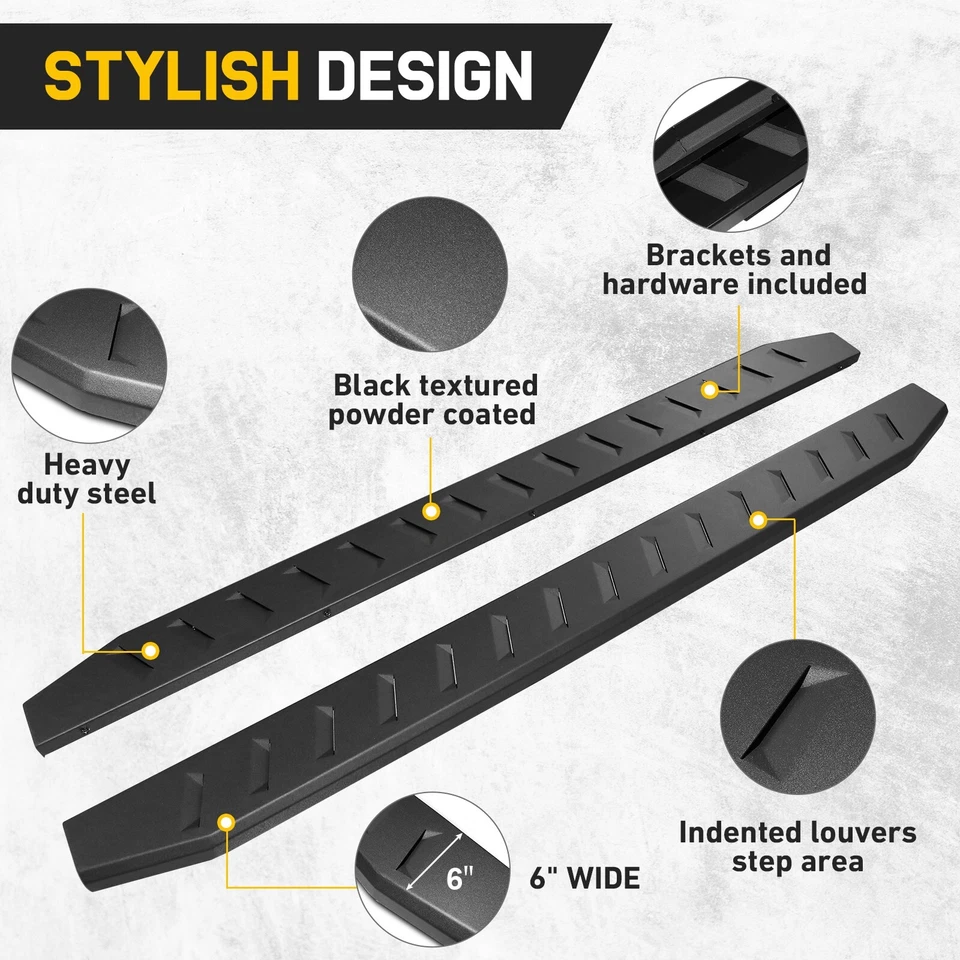 Fit 2019-2026 Dodge Ram 1500 New Body Crew Cab 6" Black Running Boards Side Step Foto 2 de 4