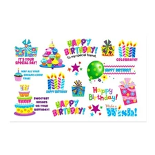 BIG 1 1/8"- 3 1/8" BRIGHT BIRTHDAY STICKERS Full Sheet * Free Shipping #BD.3