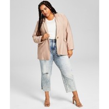 Image of And Now This Women's Plus Size Oversized Button-Front Tan Blazer NWT.