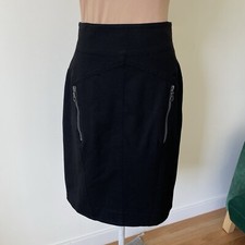 Mondi Vintage High Waisted Black Wool Zipper Pocket High Waisted Pencil Skirt 36