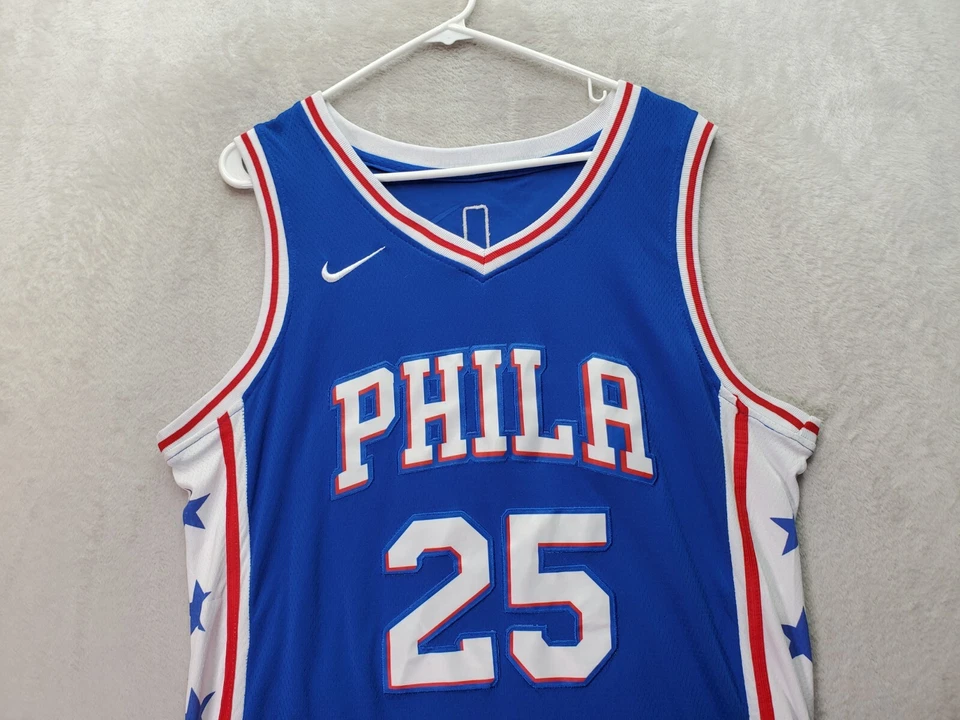 Camiseta Nike de baloncesto de los Philadelphia 76ers de la NBA para hombre talla 48 azul Simmons Swingman Foto 3 de 4