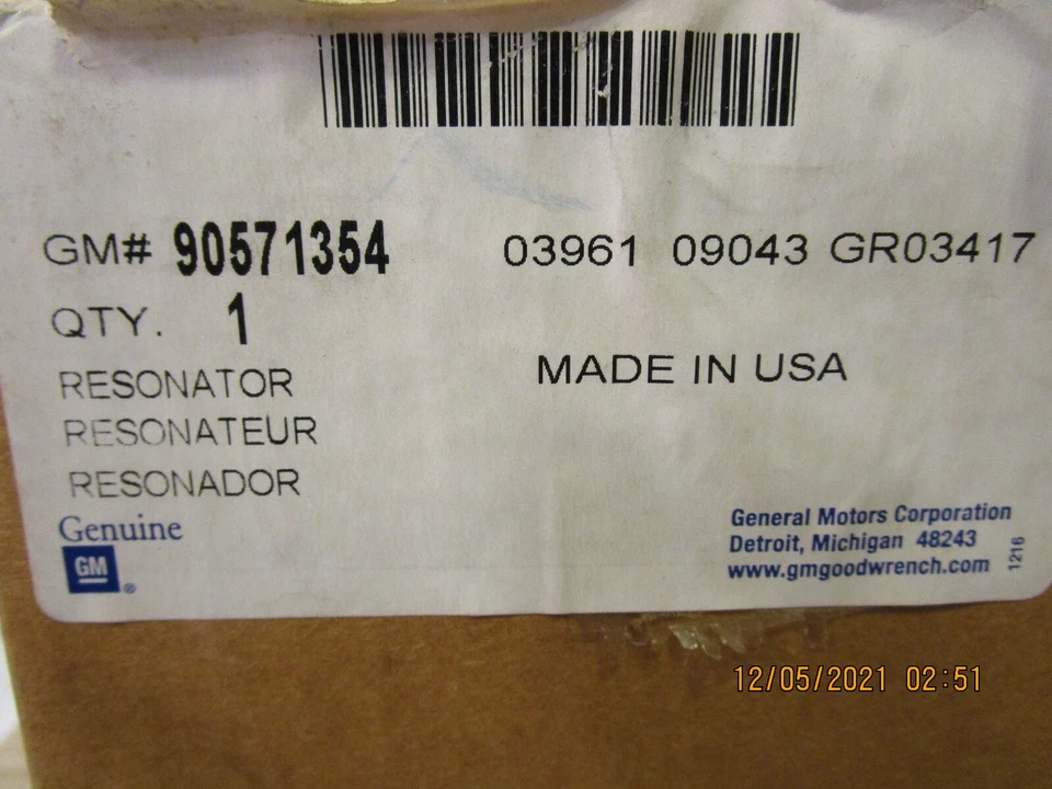 Genuine GM OEM 90571354 Resonator Foto 4 de 4