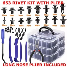 650 PCS Car Retainer Auto Fasteners Push Trim Plastic Clips Pin Rivet Bumper Kit