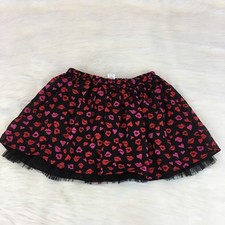 TOTAL GIRL A1202 Girl's Size 8/M Skirt Black/Red/Pink Lip/Heart Pattern Black
