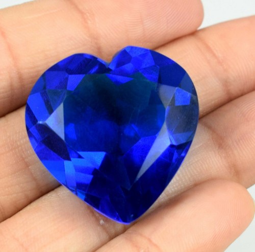 45-55 Ct Lab-Created London Blue Topaz Gemstone Heart Shape Certified Best Deal - Picture 5 of 11