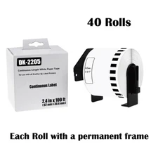 40 Rolls 62mmx30.48m Continuous Paper Tape DK-2205 for Brother QL-720nw Label