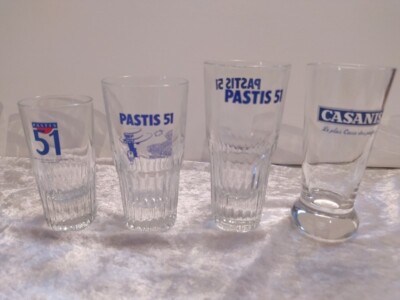 4er Set Werbegläser Pastis 51 und Casanis