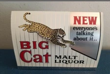 1960s Big Cat Malt Liquor Beer Cardboard Table Tent 3-D Sign  Leopard pabst Wi