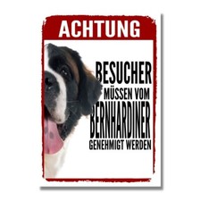 Bernhardiner Genehmigung Dog Schild Spruch Türschild Hundeschild Warnschild Hund